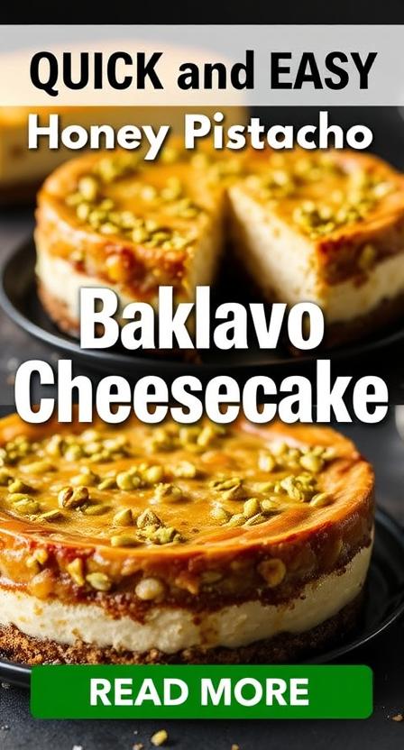 Honey Pistachio Baklava Cheesecake